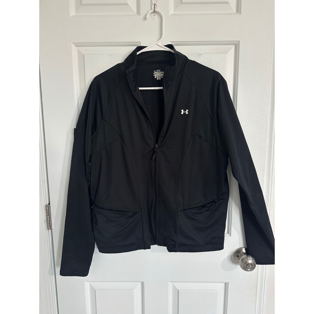 Under Armour Men's Black Zip‎ Up Athletic Workout Jacket Size L Polyester